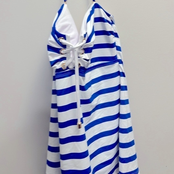 Lauren Ralph Lauren Port Stripe Lace Front Bandini Top swimsuit swimwear 16 - Picture 7 of 11